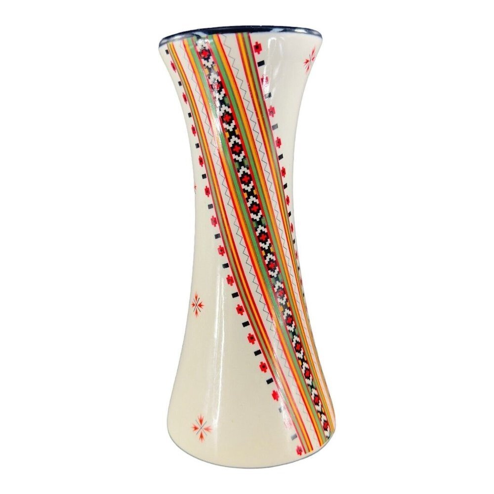 German Style Poppy Ceramic Vase Colorful Multicolor Pattern Border Flower Vase‎